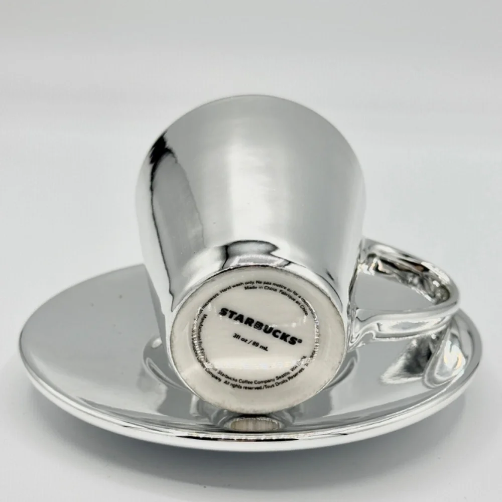 Starbucks | 2013 Silver & Red Mini Holiday Mug Plate Demi Espresso Set - Picture 4 of 11